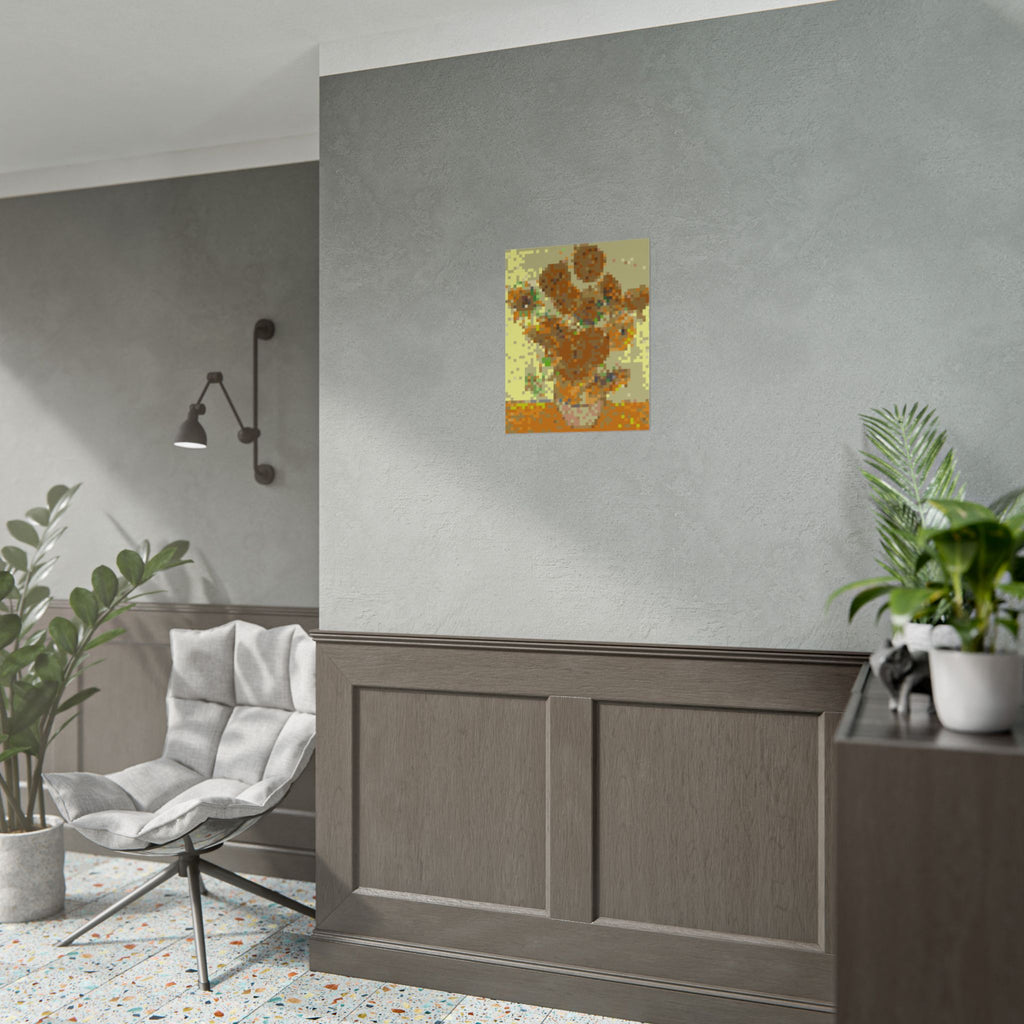 Sunflowers Pixel-Style Rolled Art Print