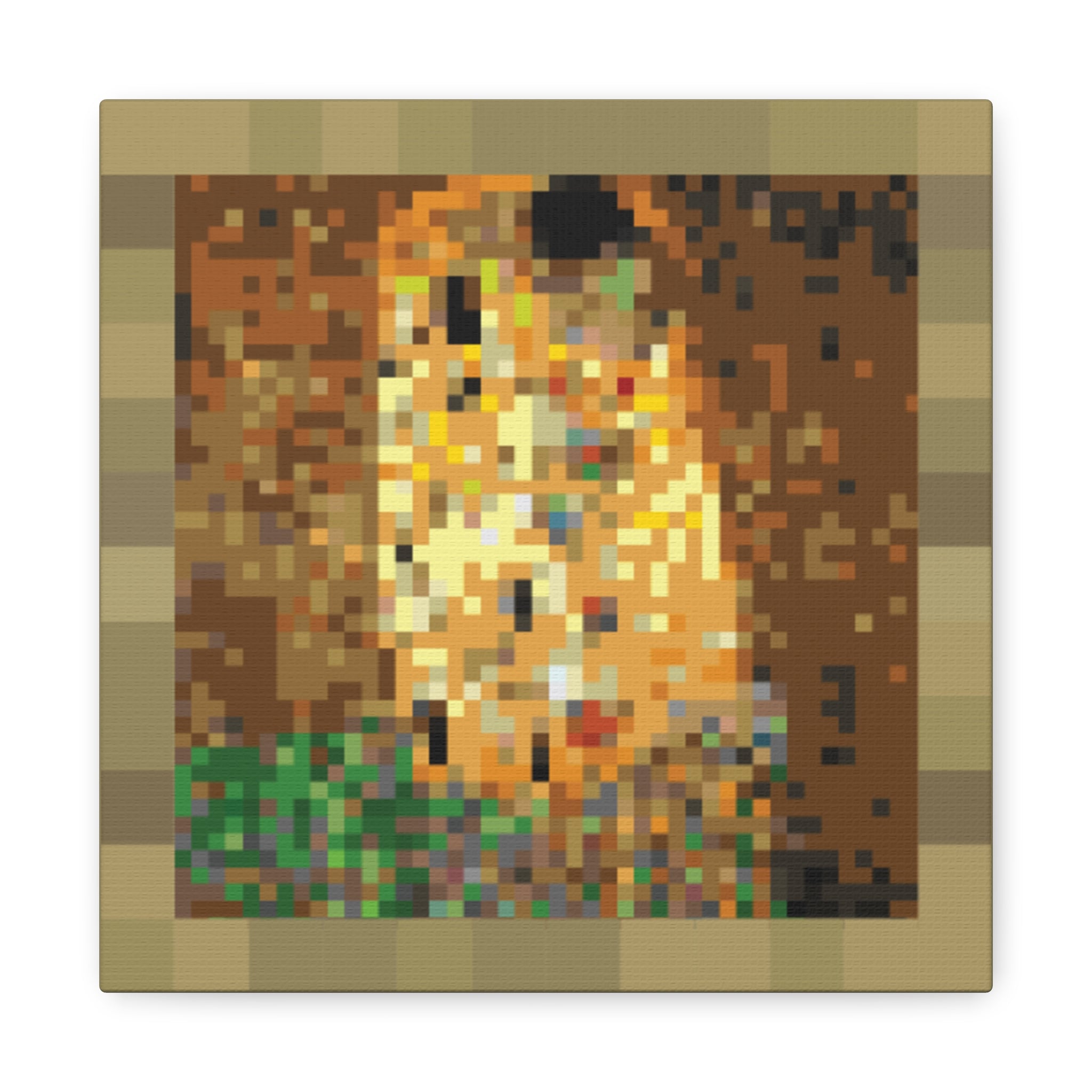 The Kiss Pixel-Style Matte Canvas Print