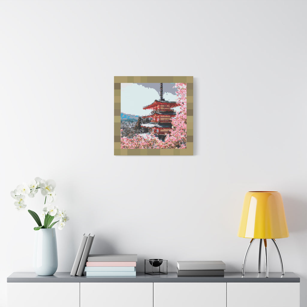 Japanese Cherry Blossom Name Pixel-Style Matte Canvas Print