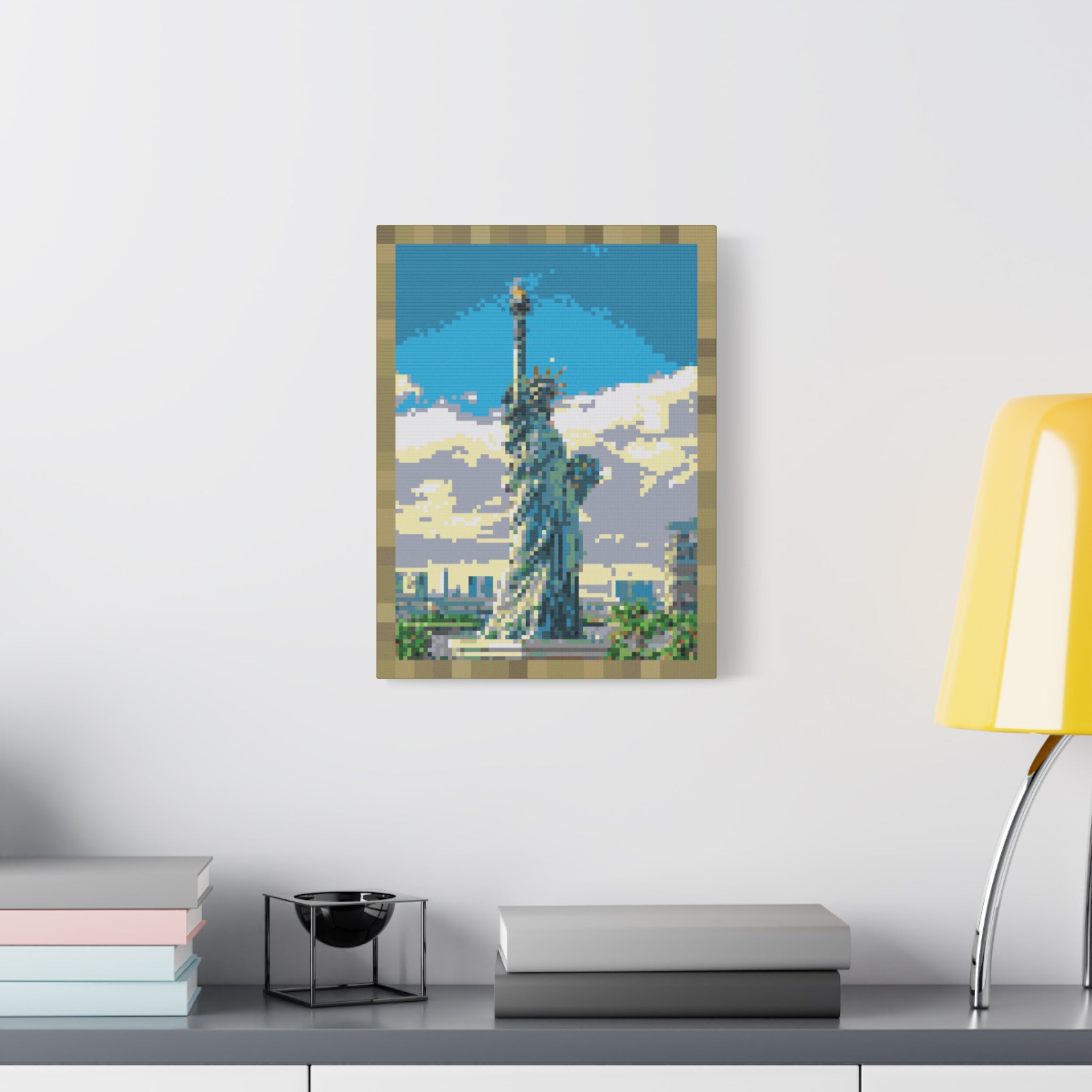 Statue of Liberty Pixel-Style Matte Canvas Print