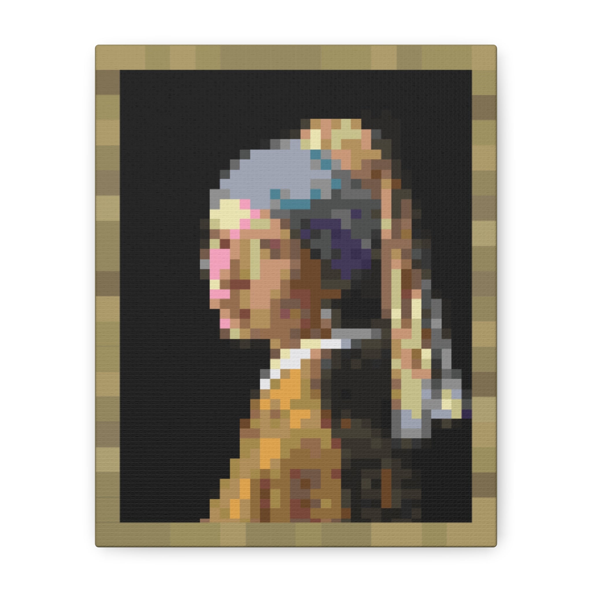 Girl with a Pearl Earring Pixel-Style Matte Canvas Print