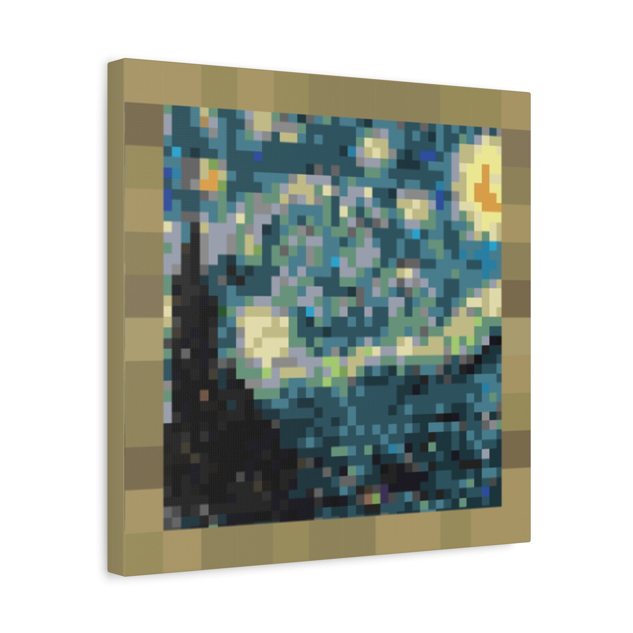 Starry Night Pixel-Style Matte Canvas Print