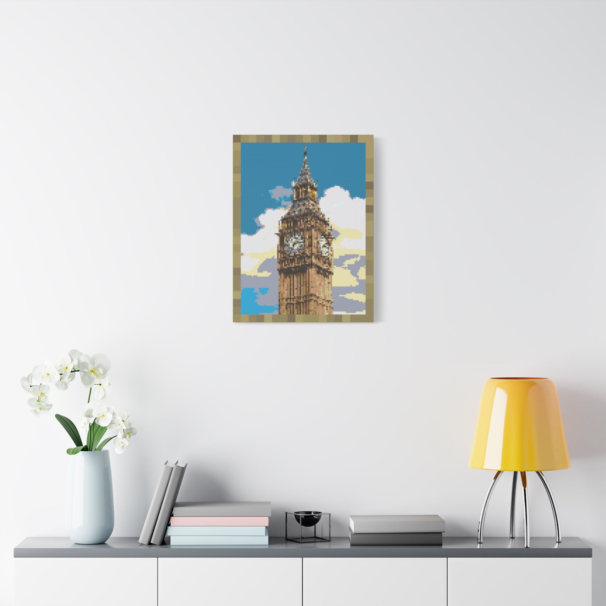 Big Ben Pixel-Style Matte Canvas Print