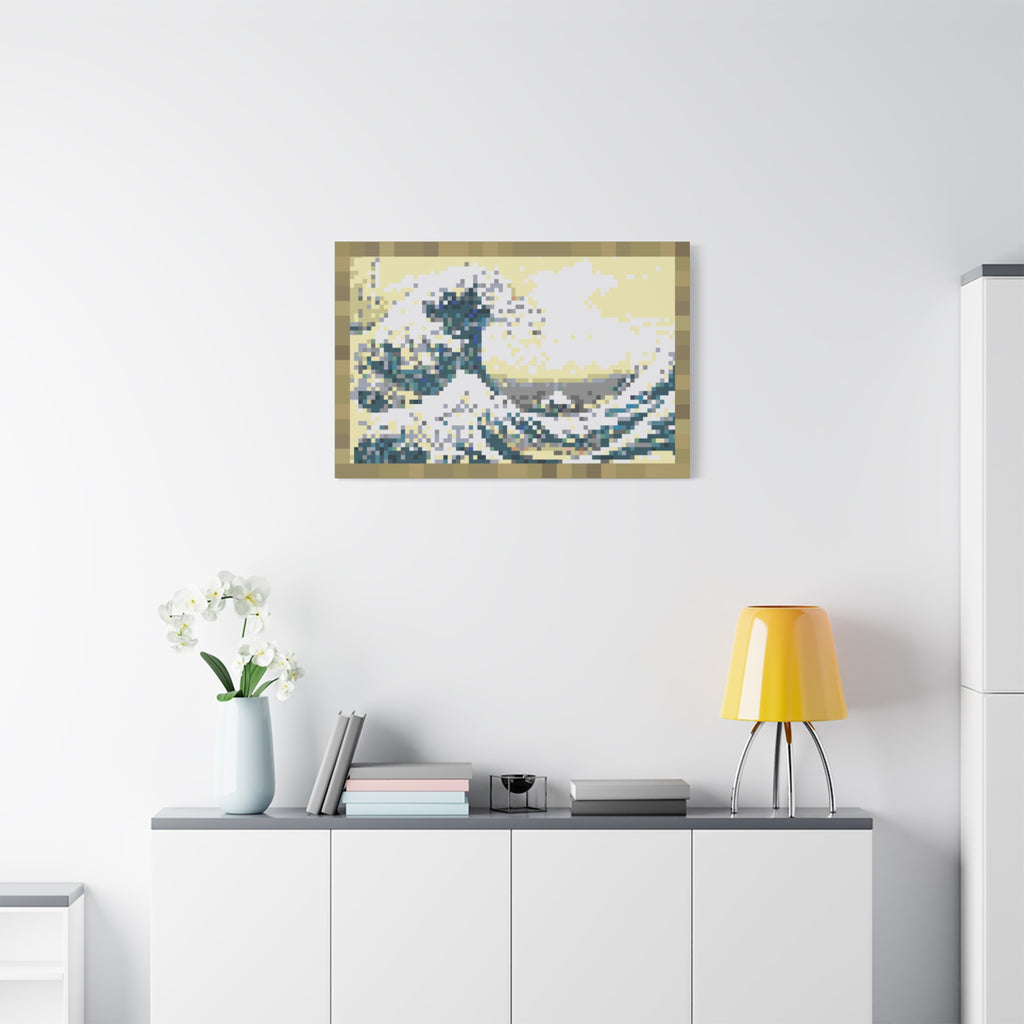 The Great Wave Pixel-Style Matte Canvas Print