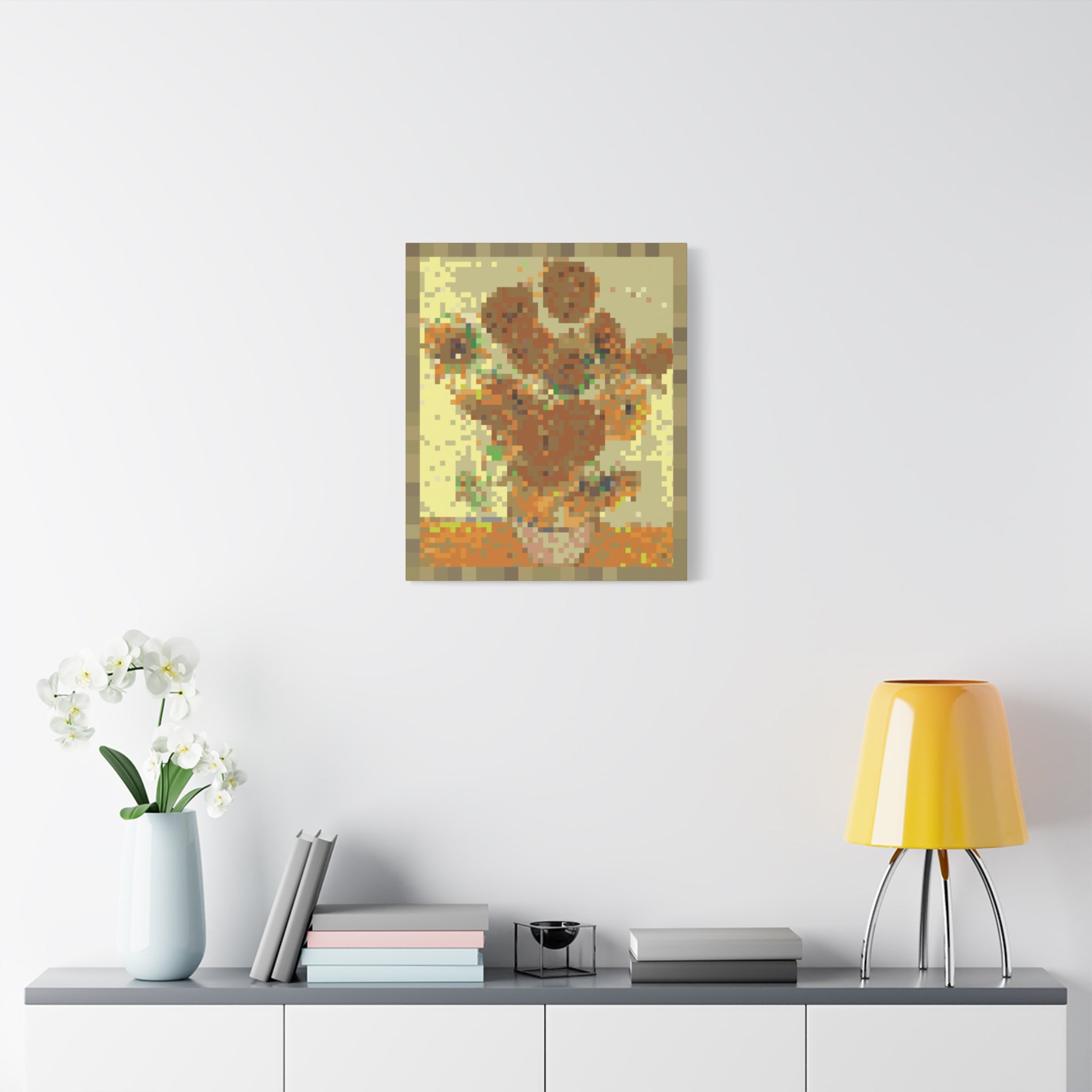 Sunflowers Pixel-Style Matte Canvas Print