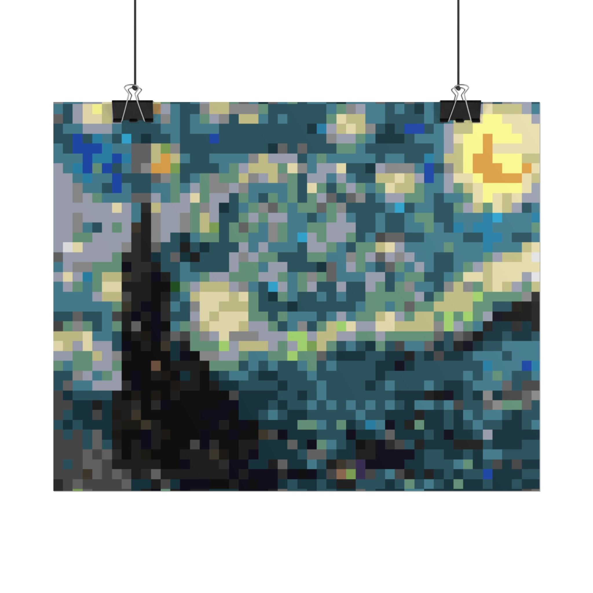 Starry Night Pixel-Style Rolled Art Print