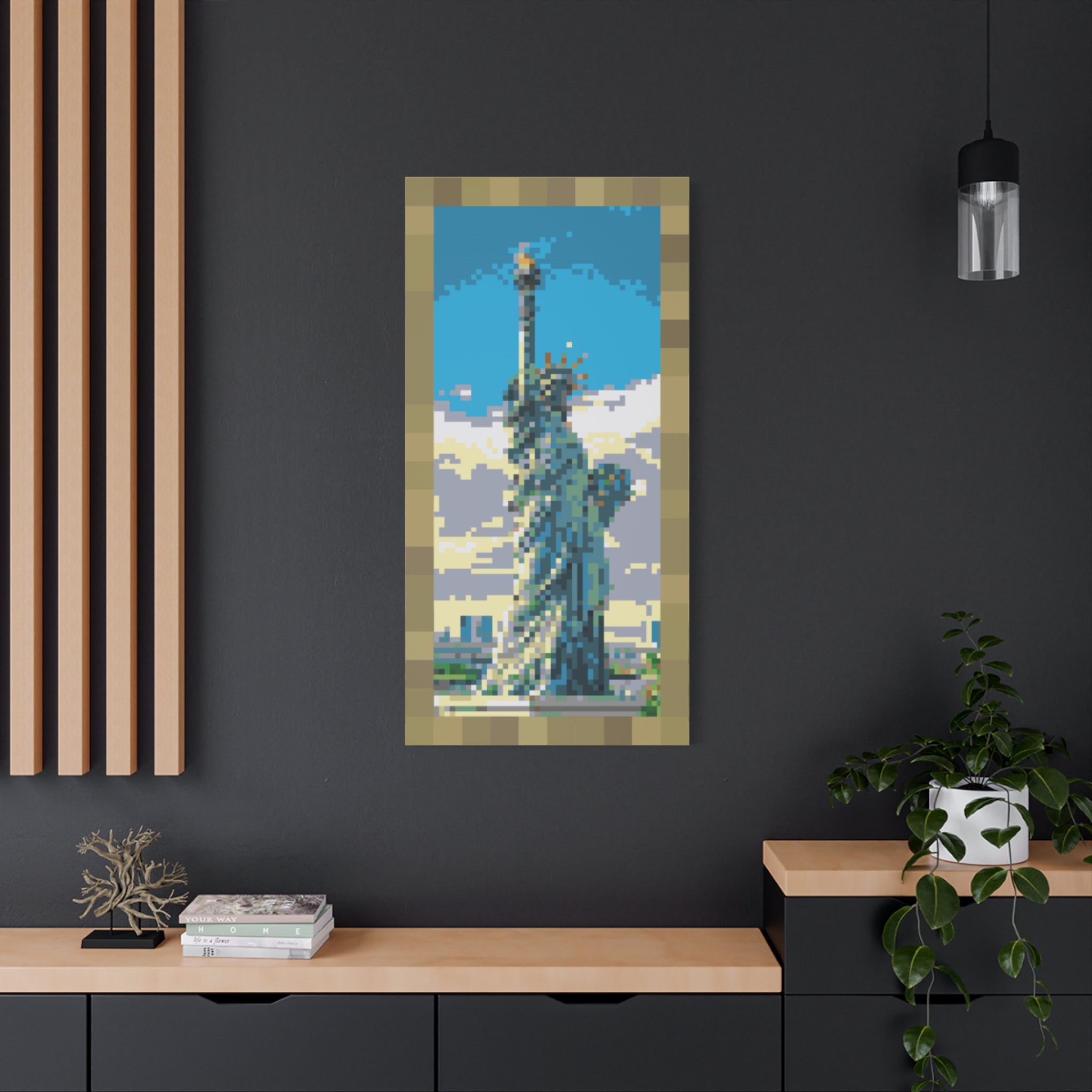 Statue of Liberty Pixel-Style Matte Canvas Print