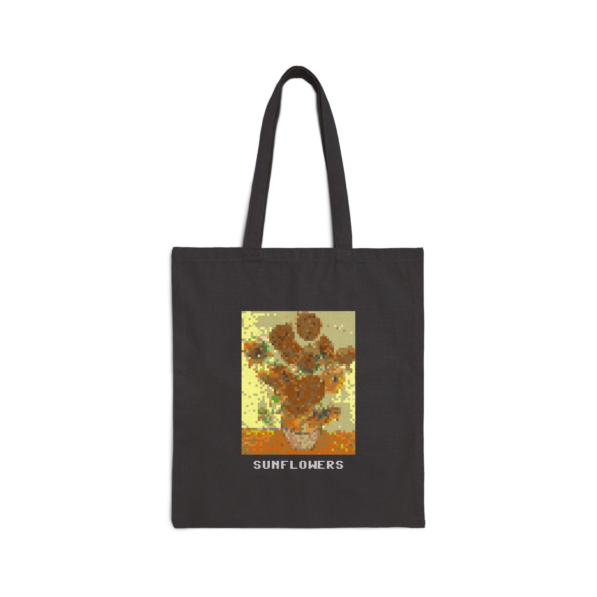 Sunflowers Pixel Art Tote Bag — Famous Artwork Canvas Tote