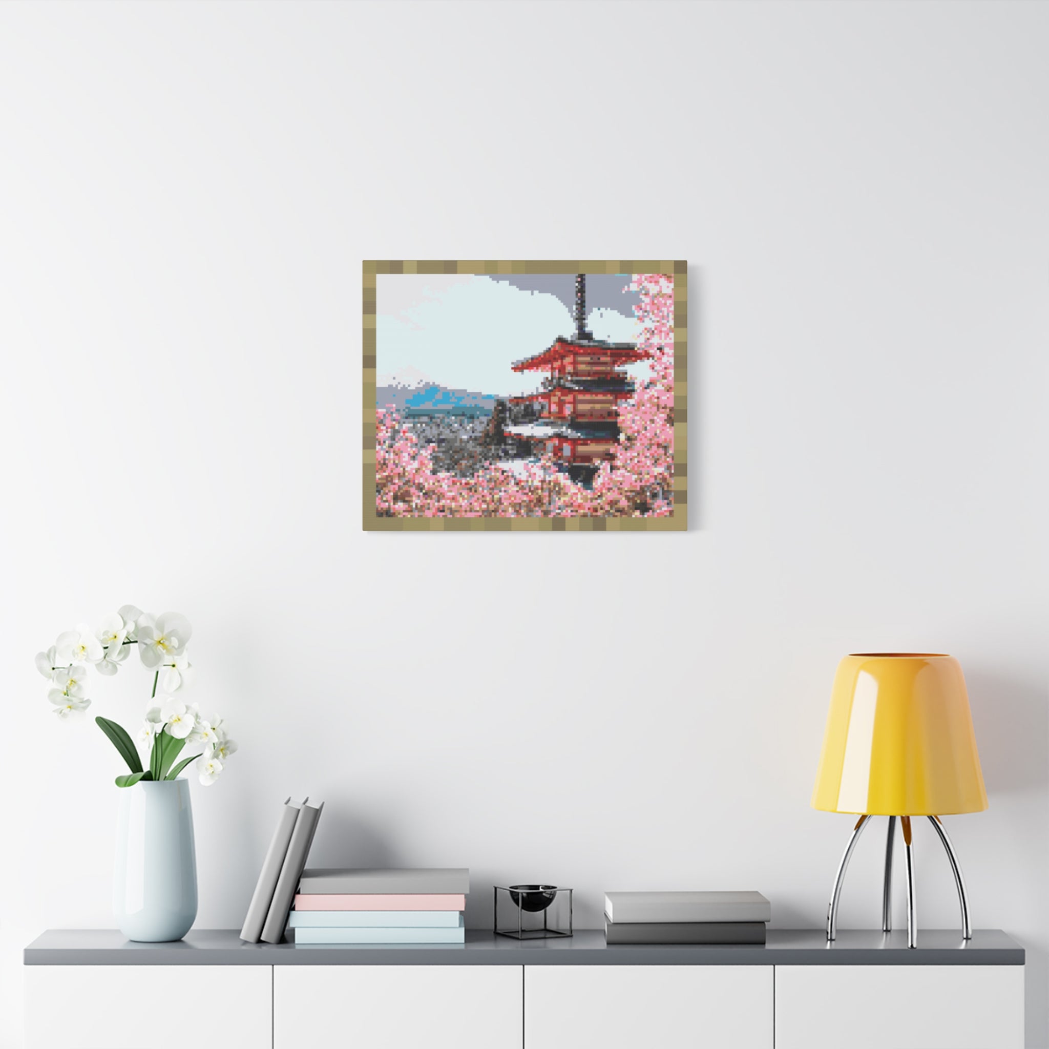 Japanese Cherry Blossom Name Pixel-Style Matte Canvas Print