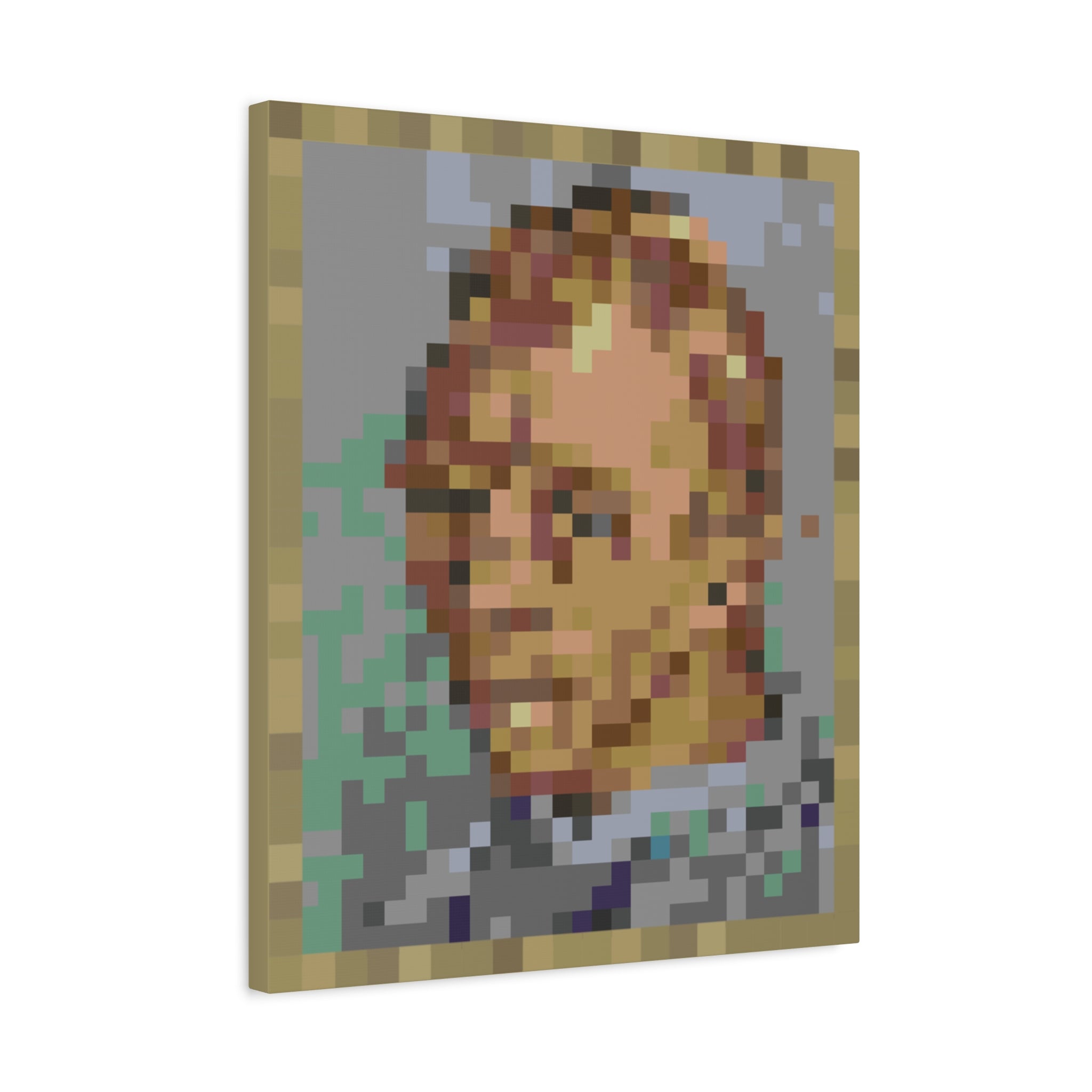 L'artiste Sans Barbe Pixel-Style Matte Canvas Print