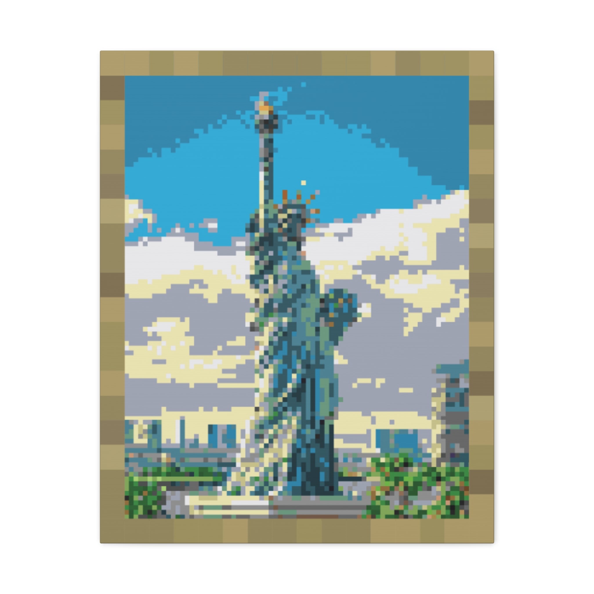 Statue of Liberty Pixel-Style Matte Canvas Print