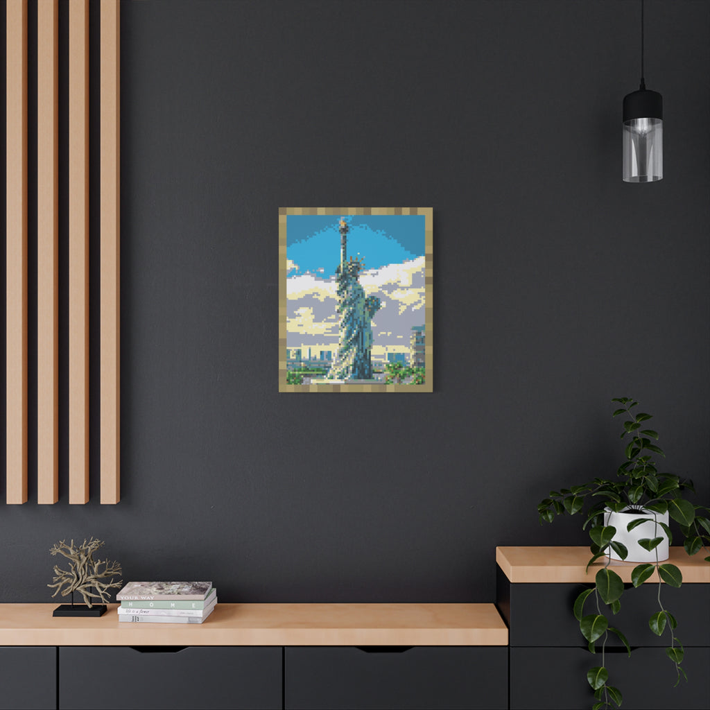 Statue of Liberty Pixel-Style Matte Canvas Print