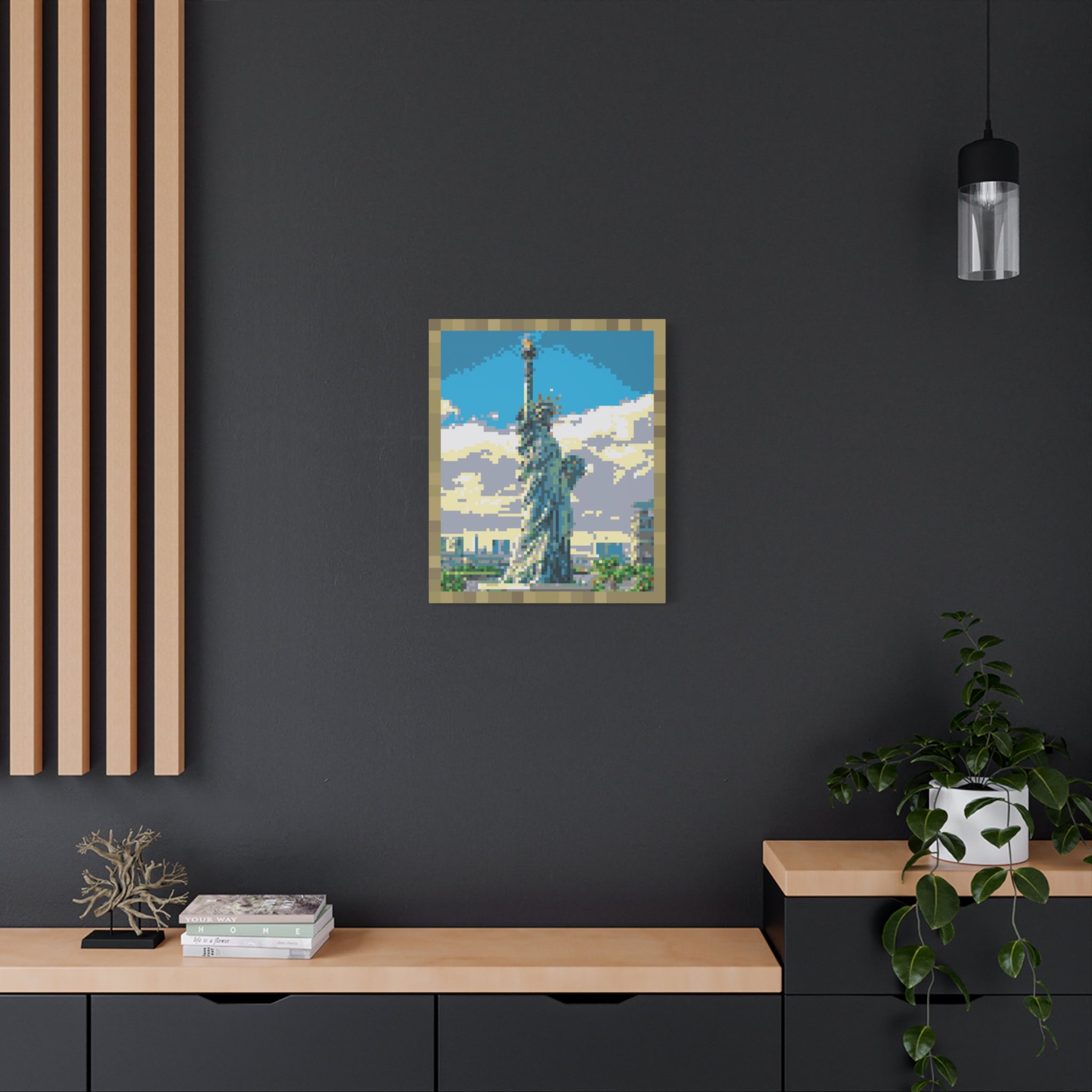 Statue of Liberty Pixel-Style Matte Canvas Print