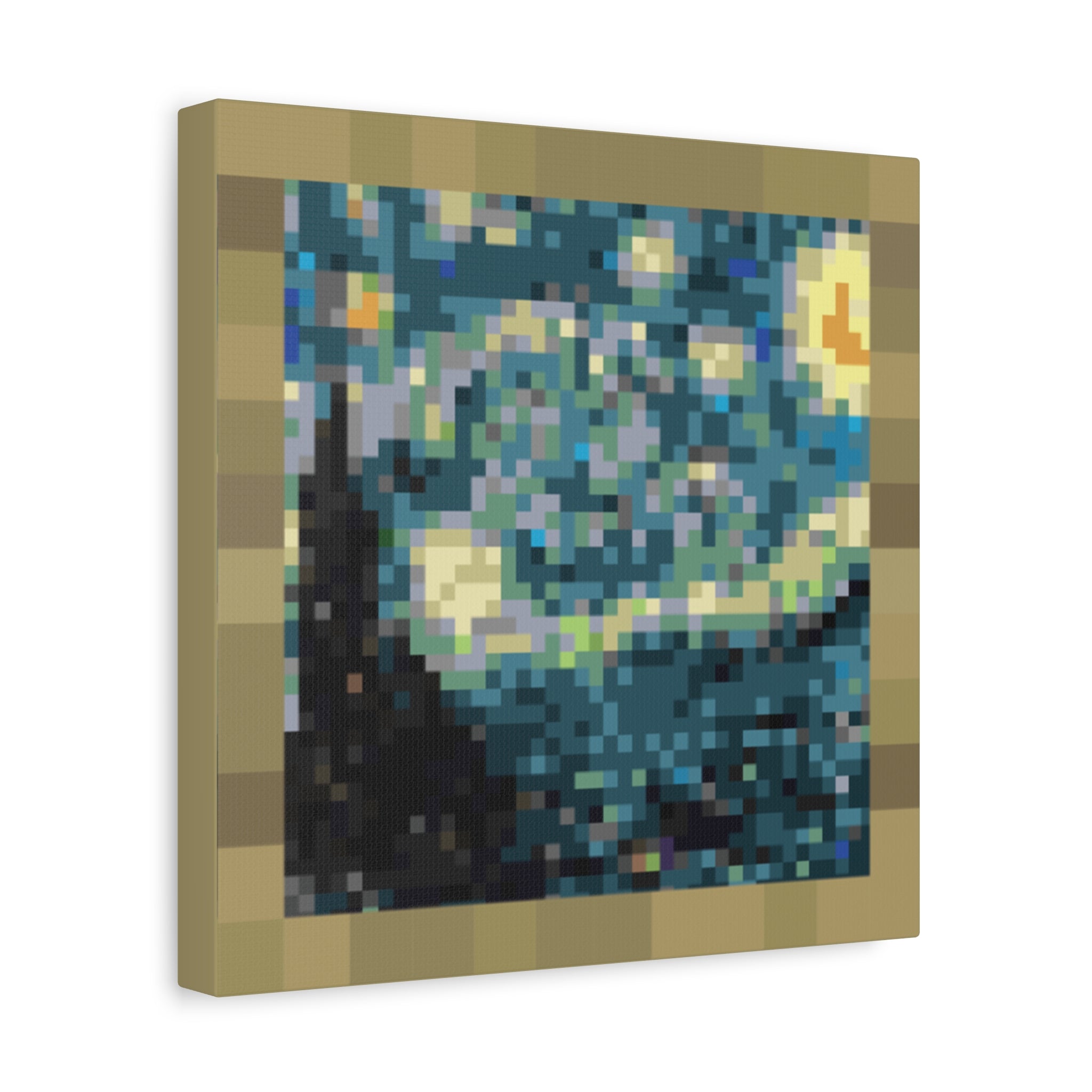 Starry Night Pixel-Style Matte Canvas Print