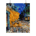 Cafe Terrace at Night Pixel-Style Rolled Art Print