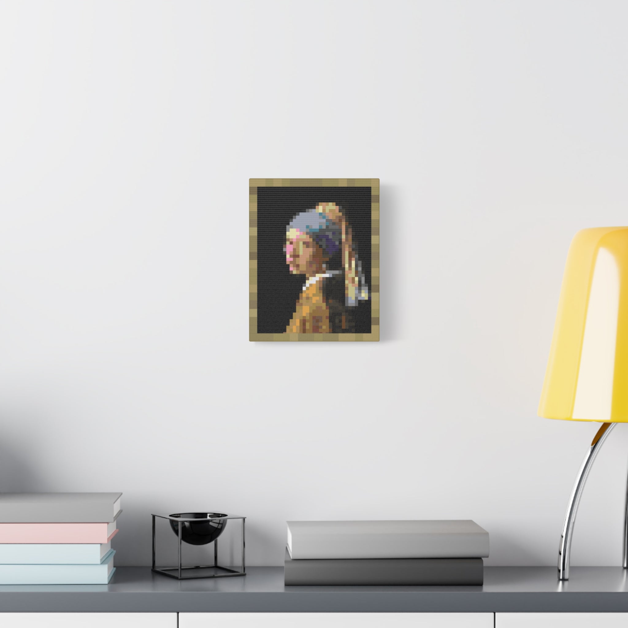 Girl with a Pearl Earring Pixel-Style Matte Canvas Print
