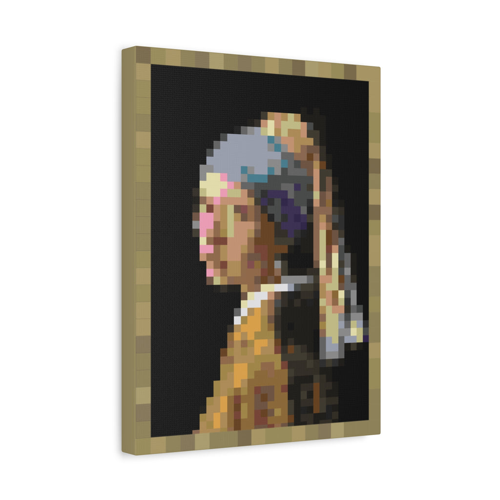 Girl with a Pearl Earring Pixel-Style Matte Canvas Print