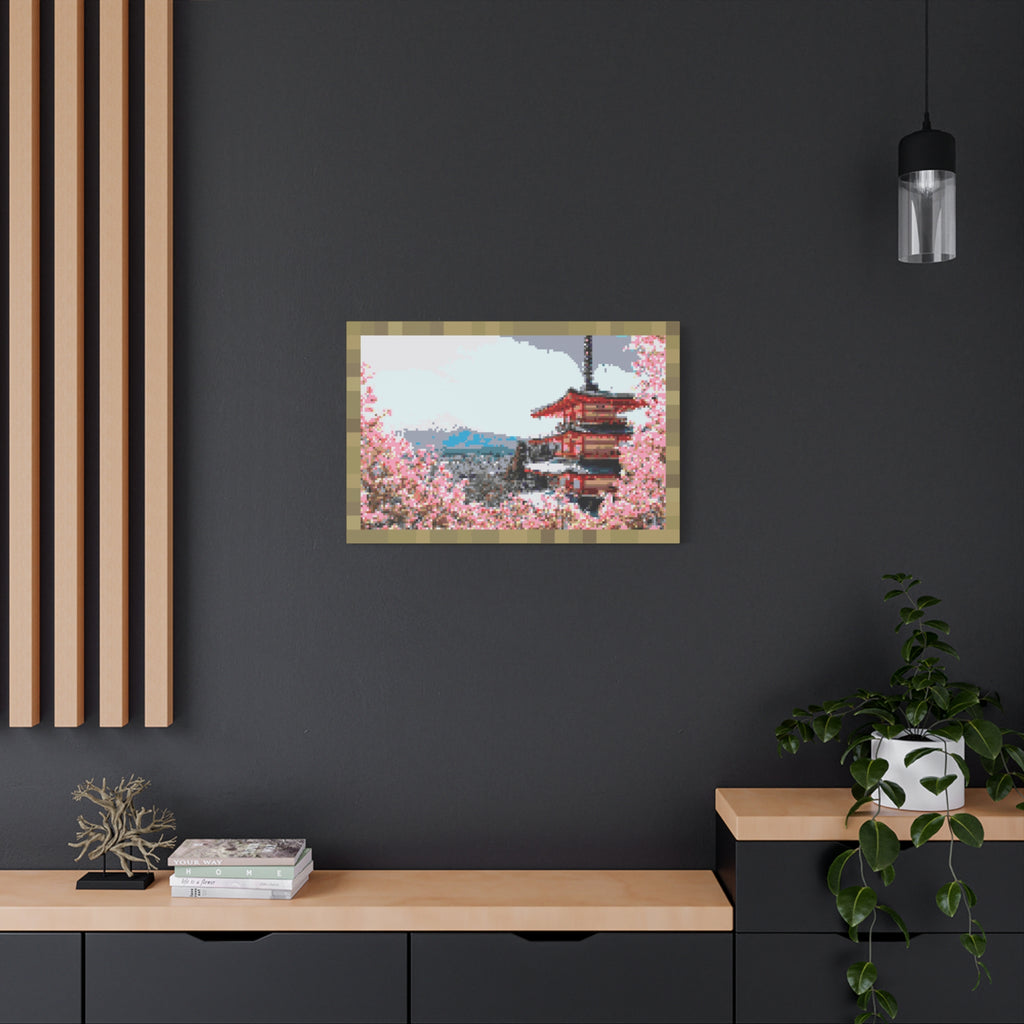 Japanese Cherry Blossom Name Pixel-Style Matte Canvas Print