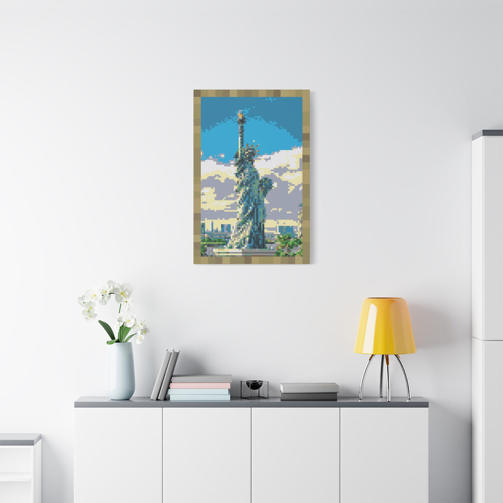 Statue of Liberty Pixel-Style Matte Canvas Print