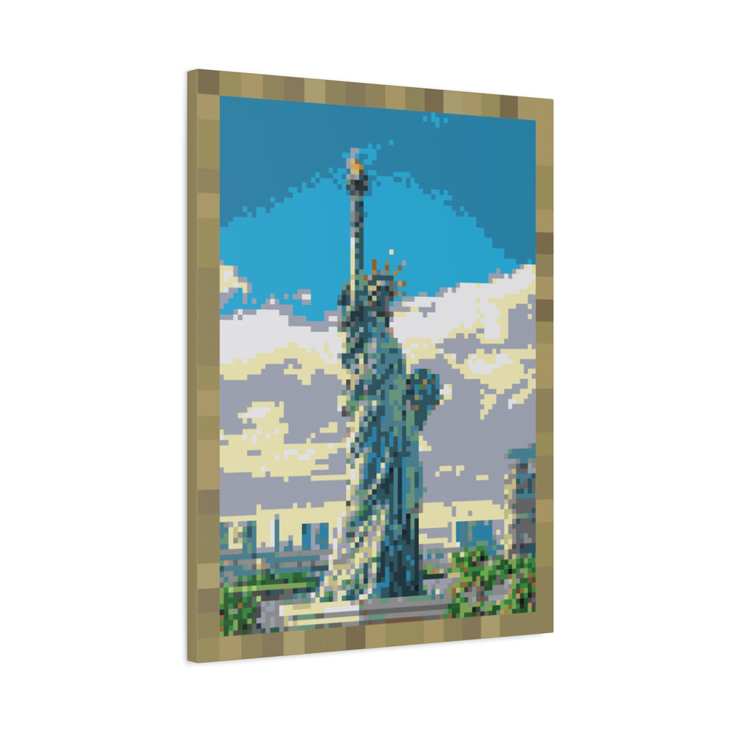 Statue of Liberty Pixel-Style Matte Canvas Print