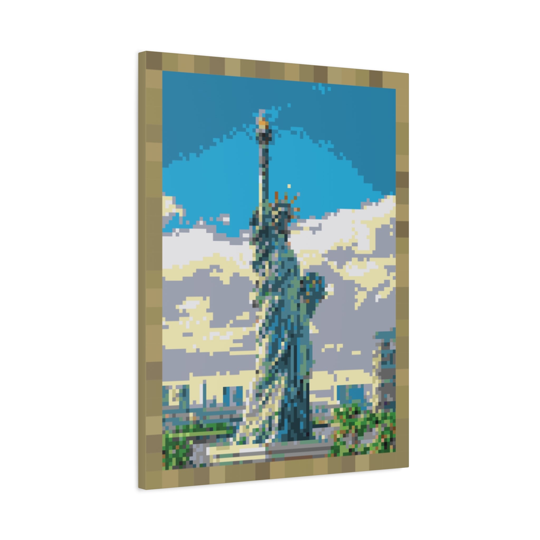 Statue of Liberty Pixel-Style Matte Canvas Print