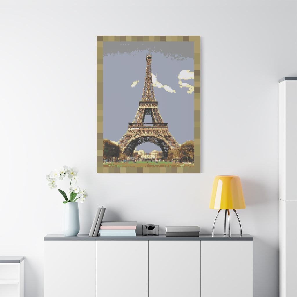 Eiffel Tower Pixel-Style Matte Canvas Print