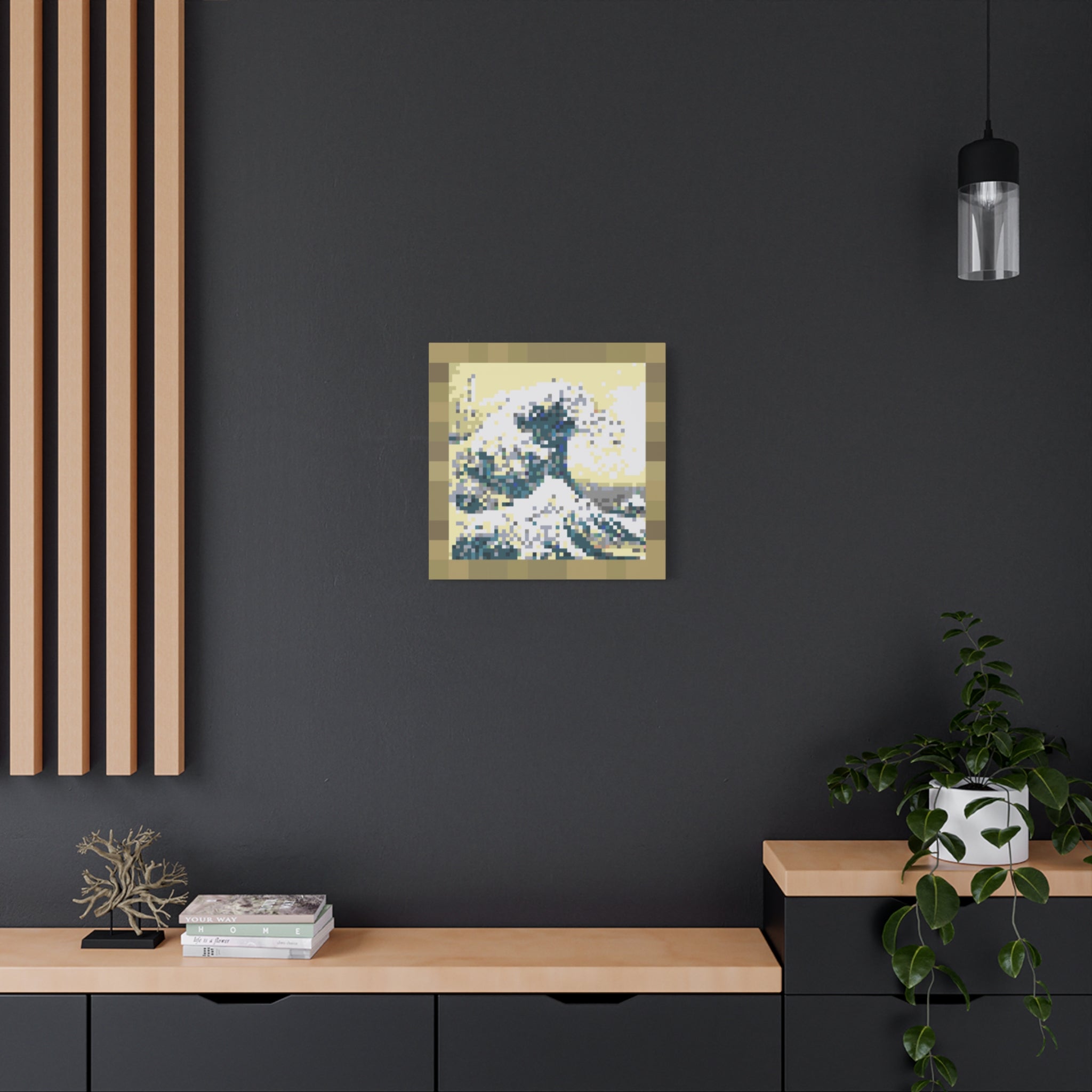 The Great Wave Pixel-Style Matte Canvas Print