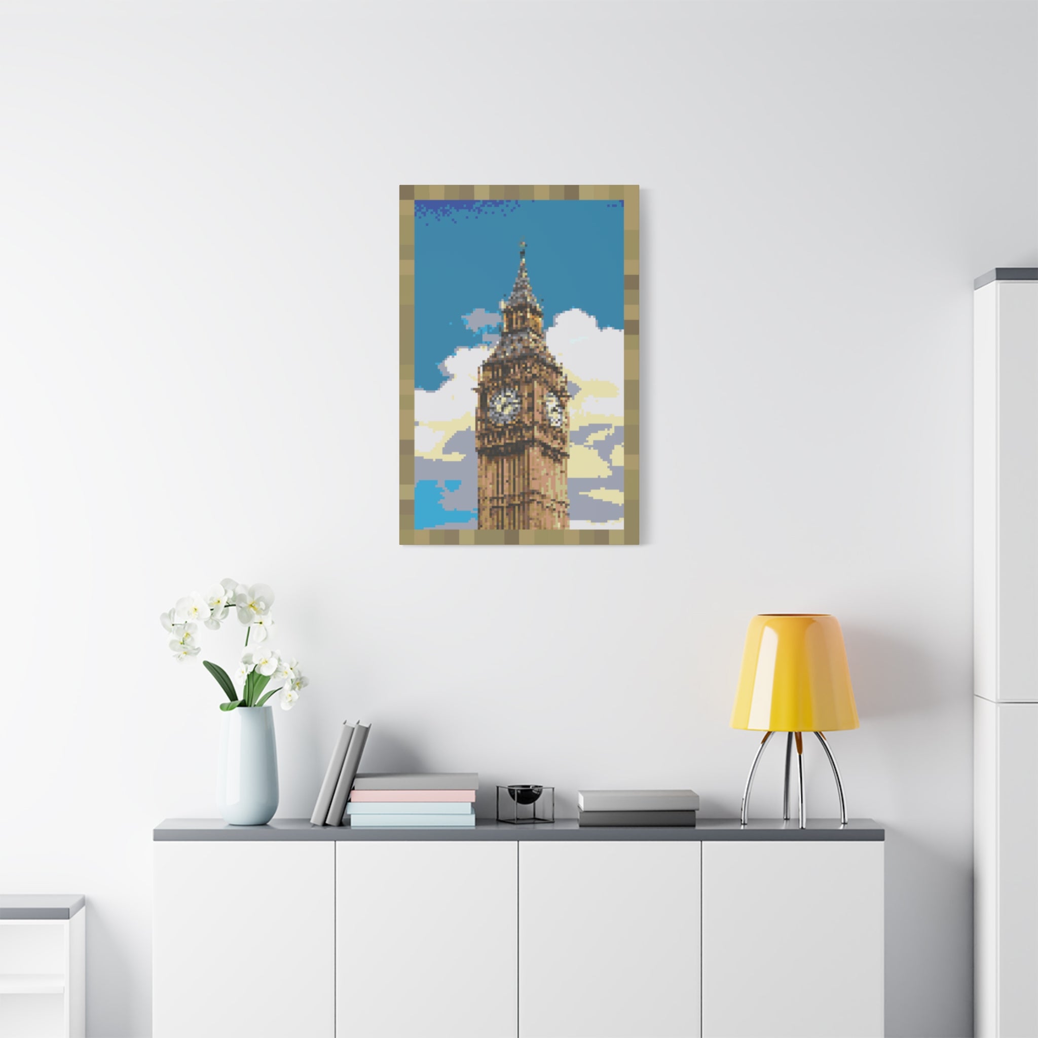 Big Ben Pixel-Style Matte Canvas Print