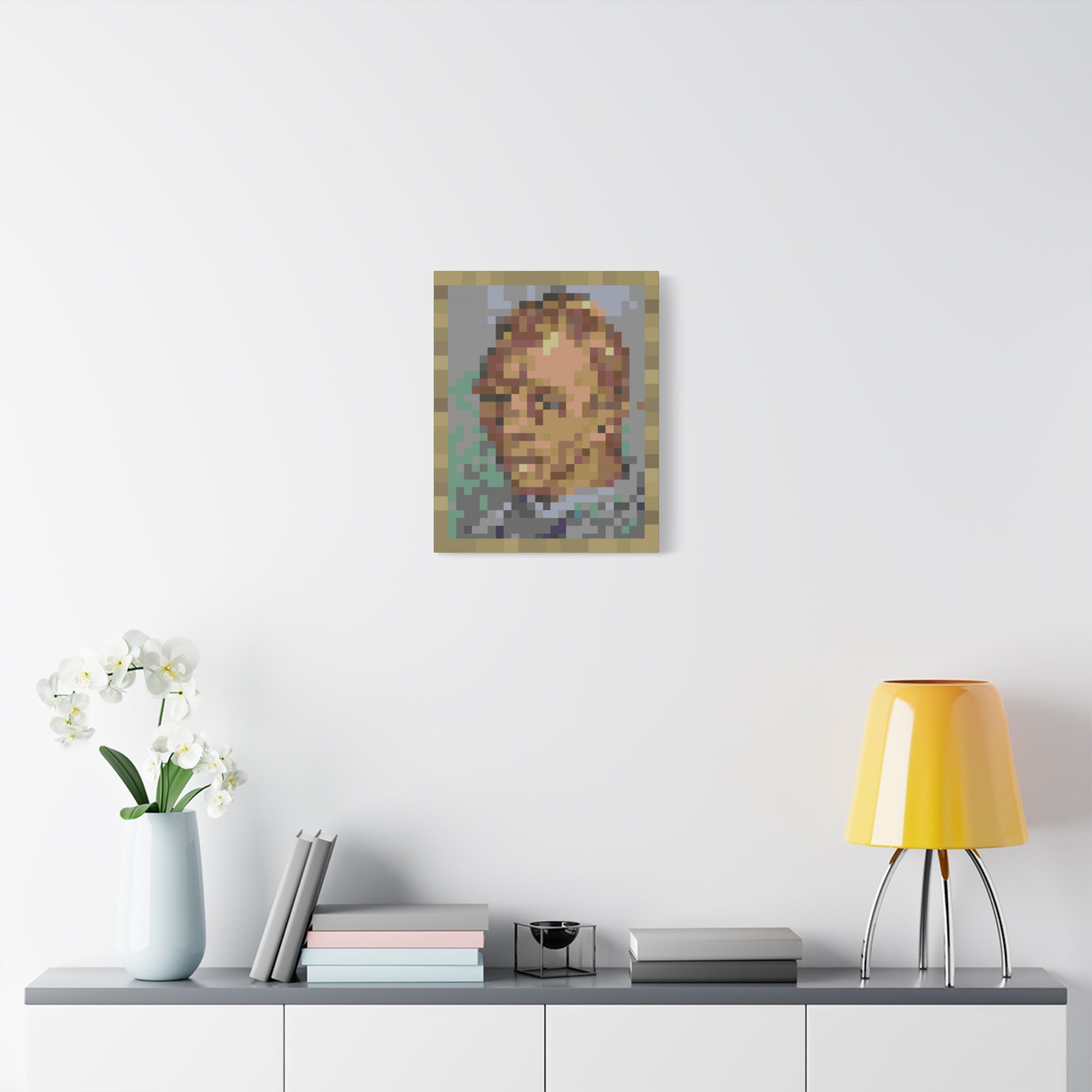 L'artiste Sans Barbe Pixel-Style Matte Canvas Print