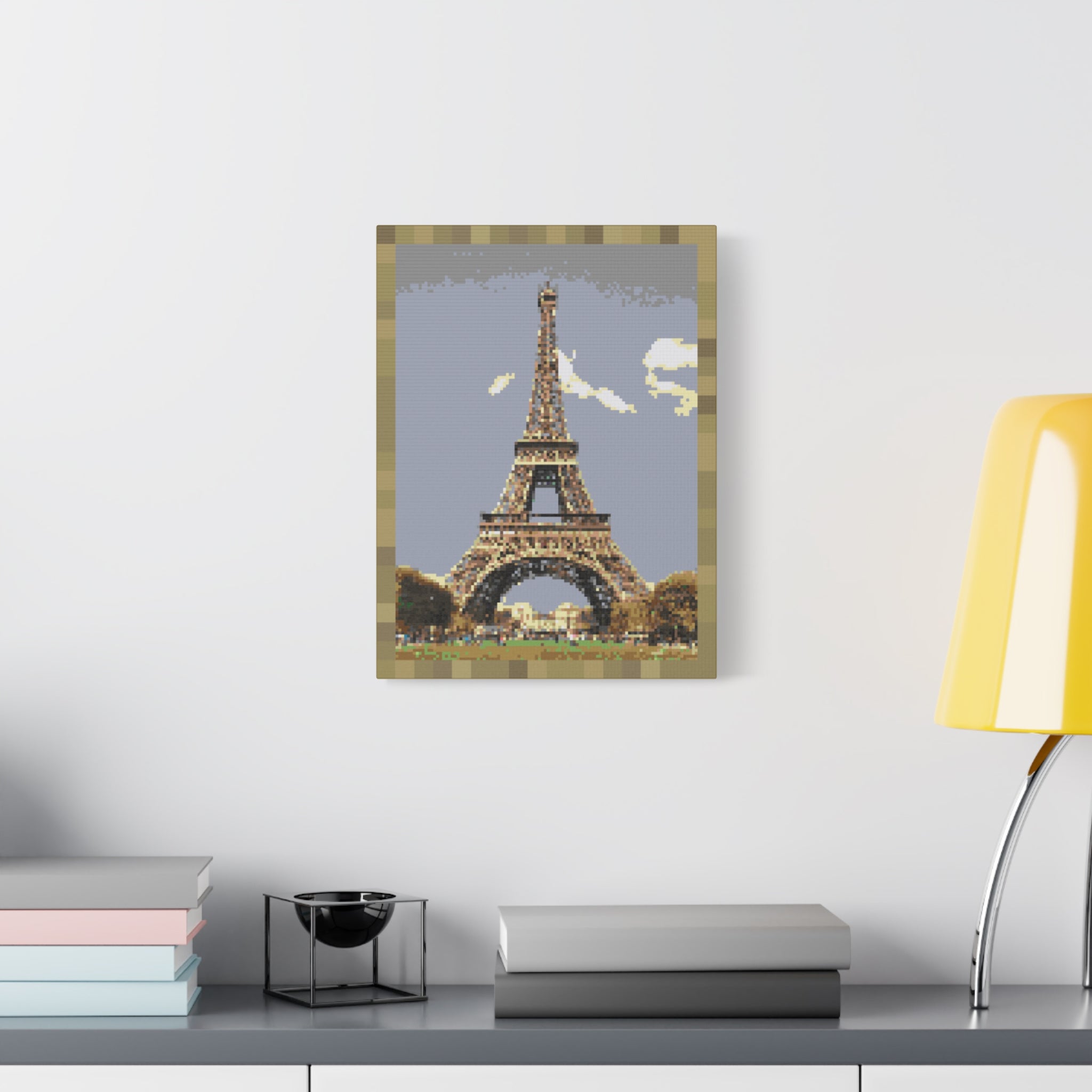 Eiffel Tower Pixel-Style Matte Canvas Print
