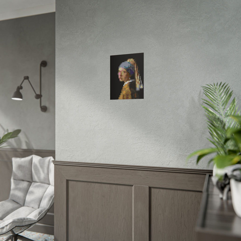 Girl with a Pearl Earring Pixel-Style Rolled Art Print