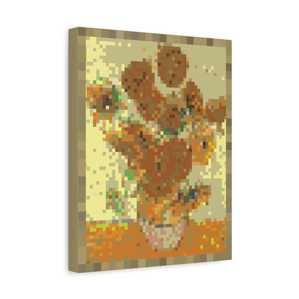 Sunflowers Pixel-Style Matte Canvas Print