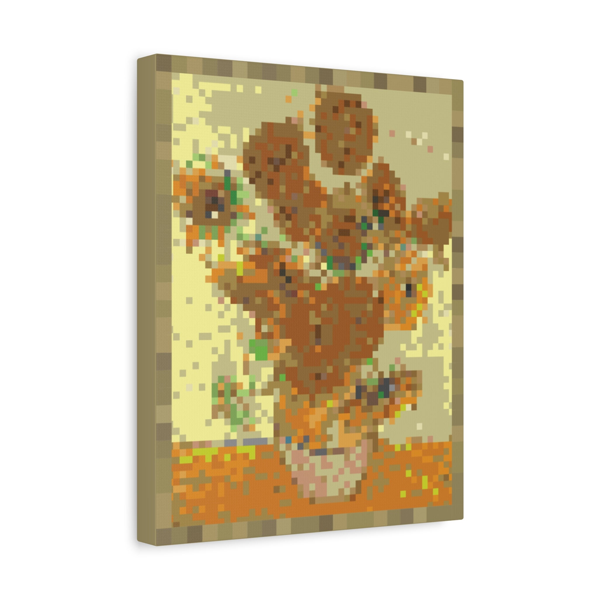 Sunflowers Pixel-Style Matte Canvas Print