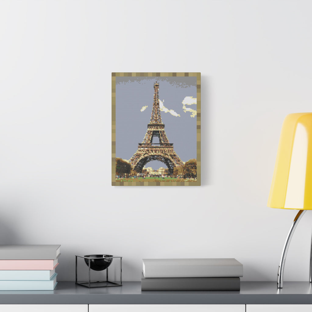 Eiffel Tower Pixel-Style Matte Canvas Print