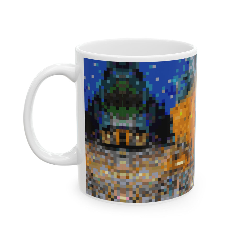 Cafe Terrace at Night Pixel-Style Ceramic Mug (11oz/15oz)
