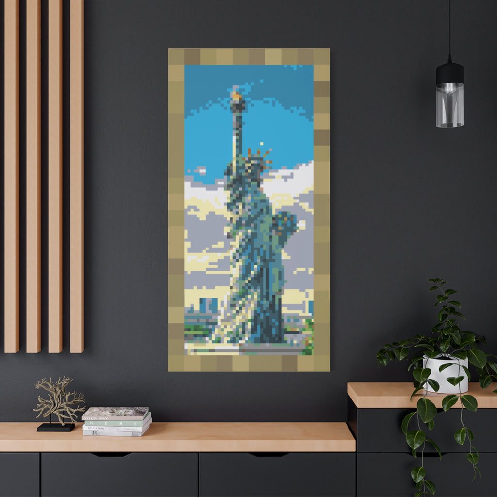 Statue of Liberty Pixel-Style Matte Canvas Print