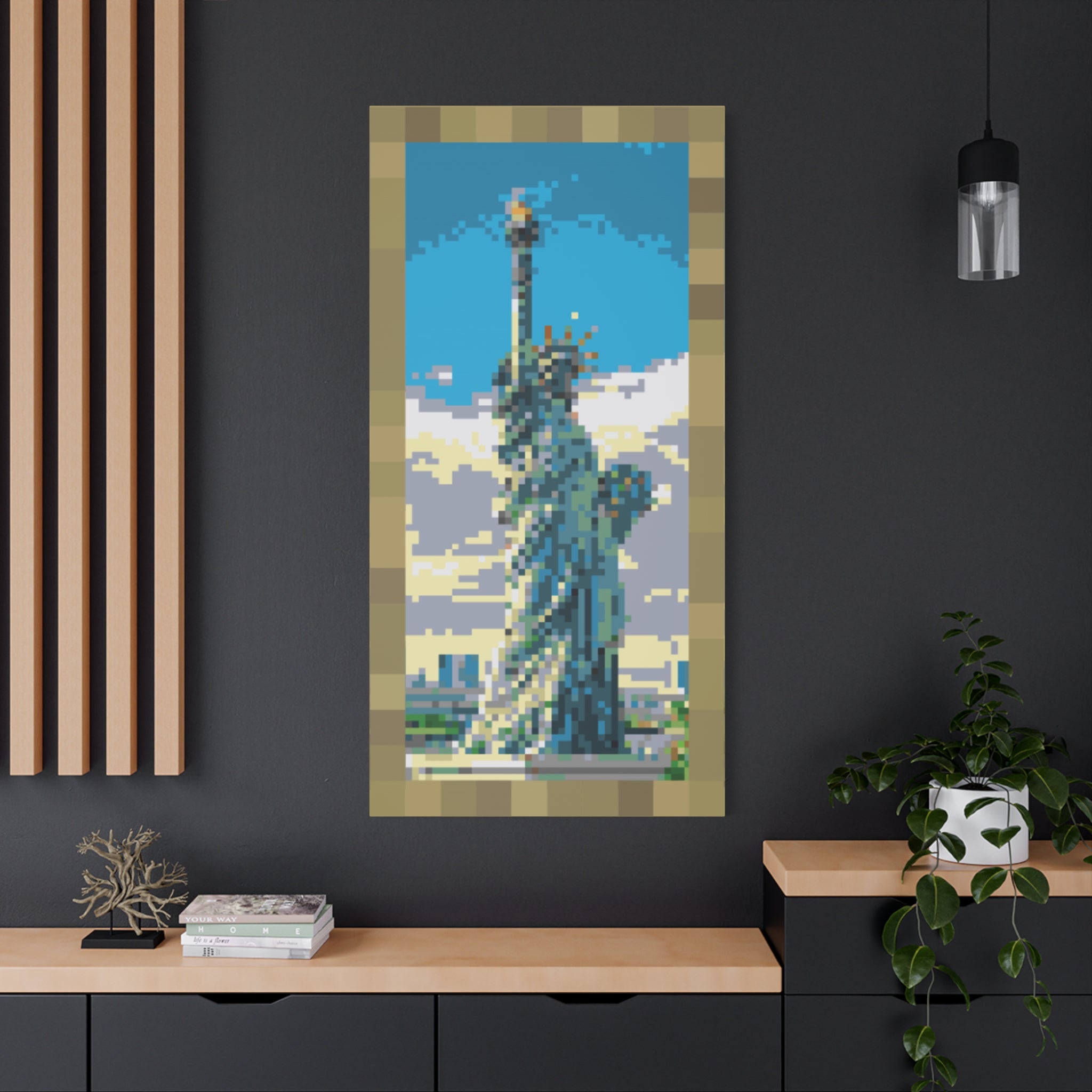 Statue of Liberty Pixel-Style Matte Canvas Print