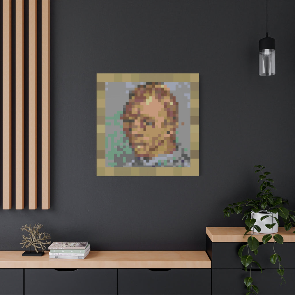 L'artiste Sans Barbe Pixel-Style Matte Canvas Print