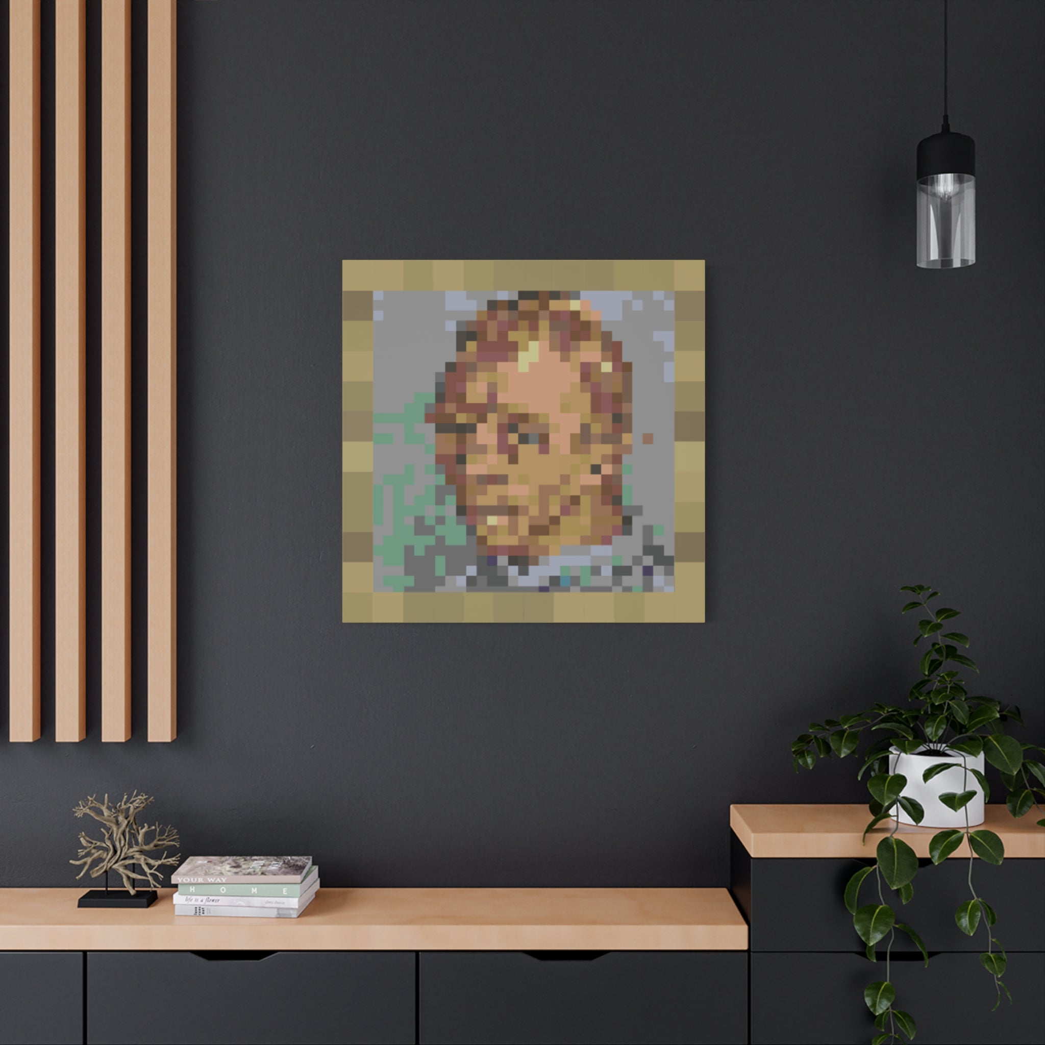 L'artiste Sans Barbe Pixel-Style Matte Canvas Print