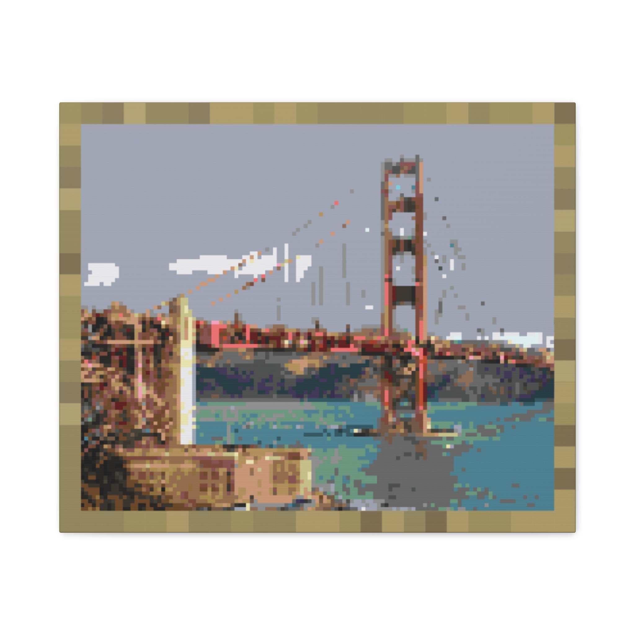 Golden Gate Bridge Pixel-Style Matte Canvas Print