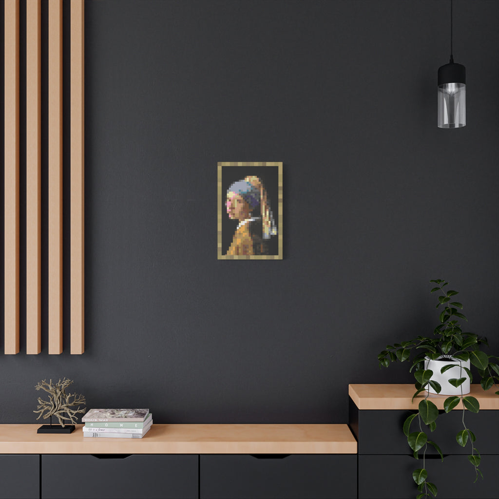 Girl with a Pearl Earring Pixel-Style Matte Canvas Print