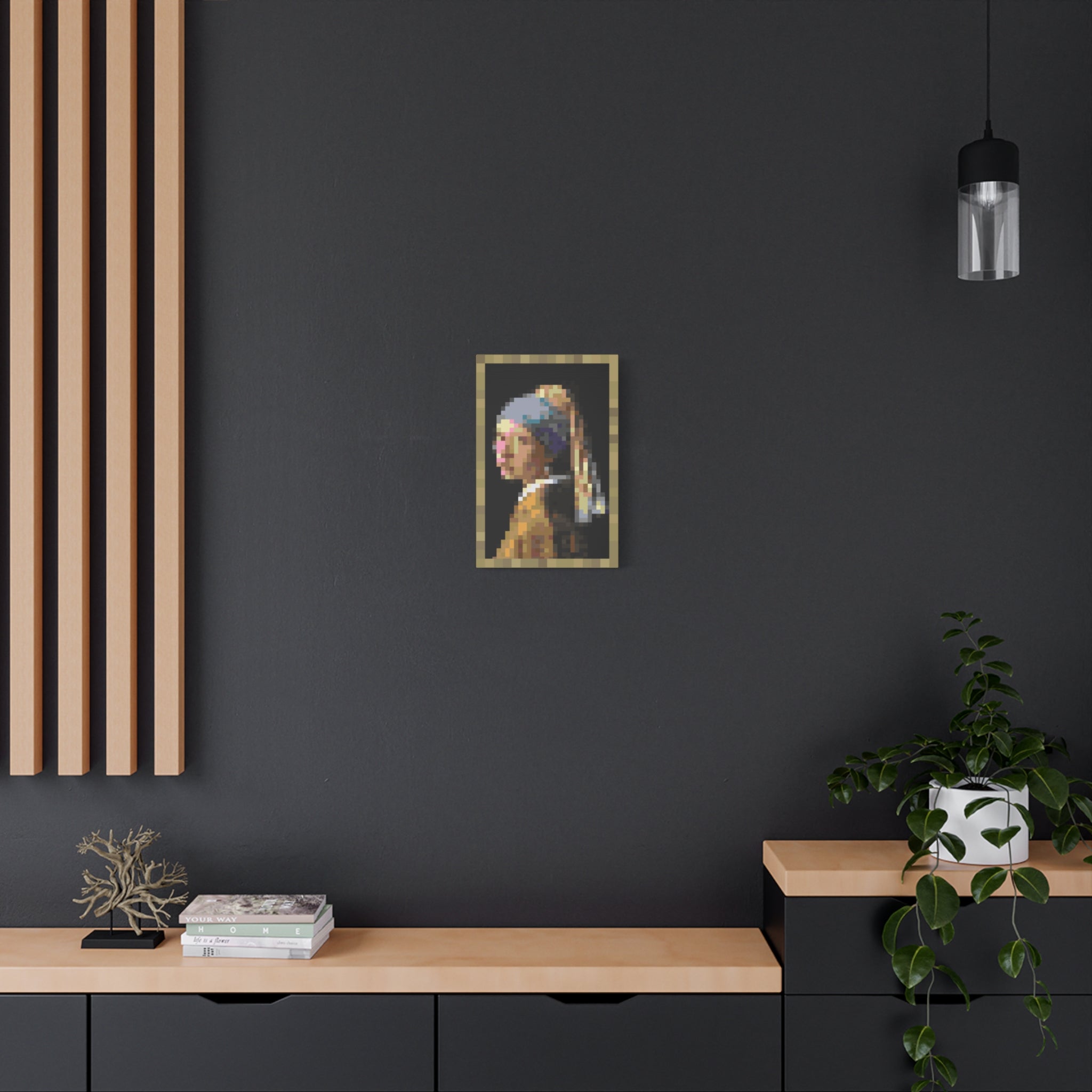 Girl with a Pearl Earring Pixel-Style Matte Canvas Print