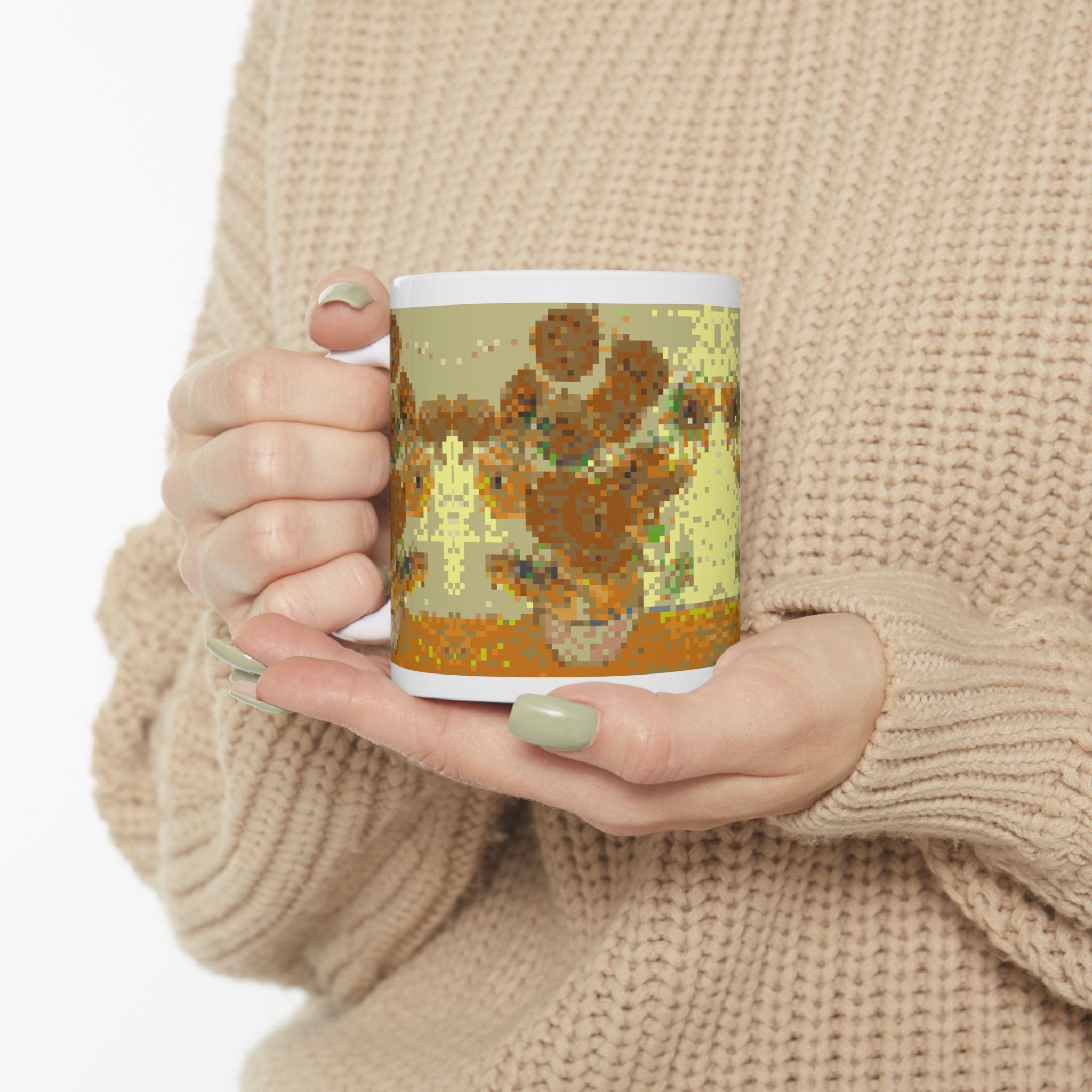 Sunflowers Pixel-Style Ceramic Mug (11oz/15oz)