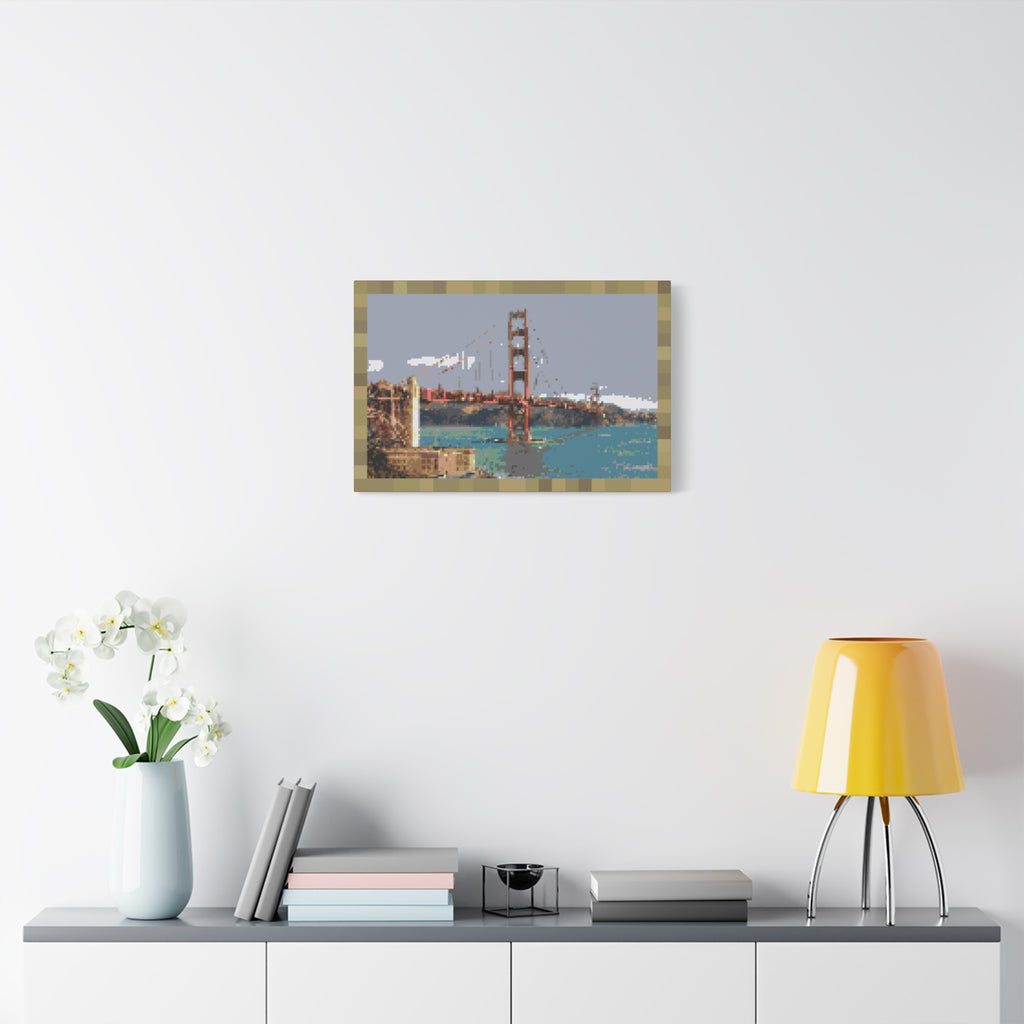 Golden Gate Bridge Pixel-Style Matte Canvas Print