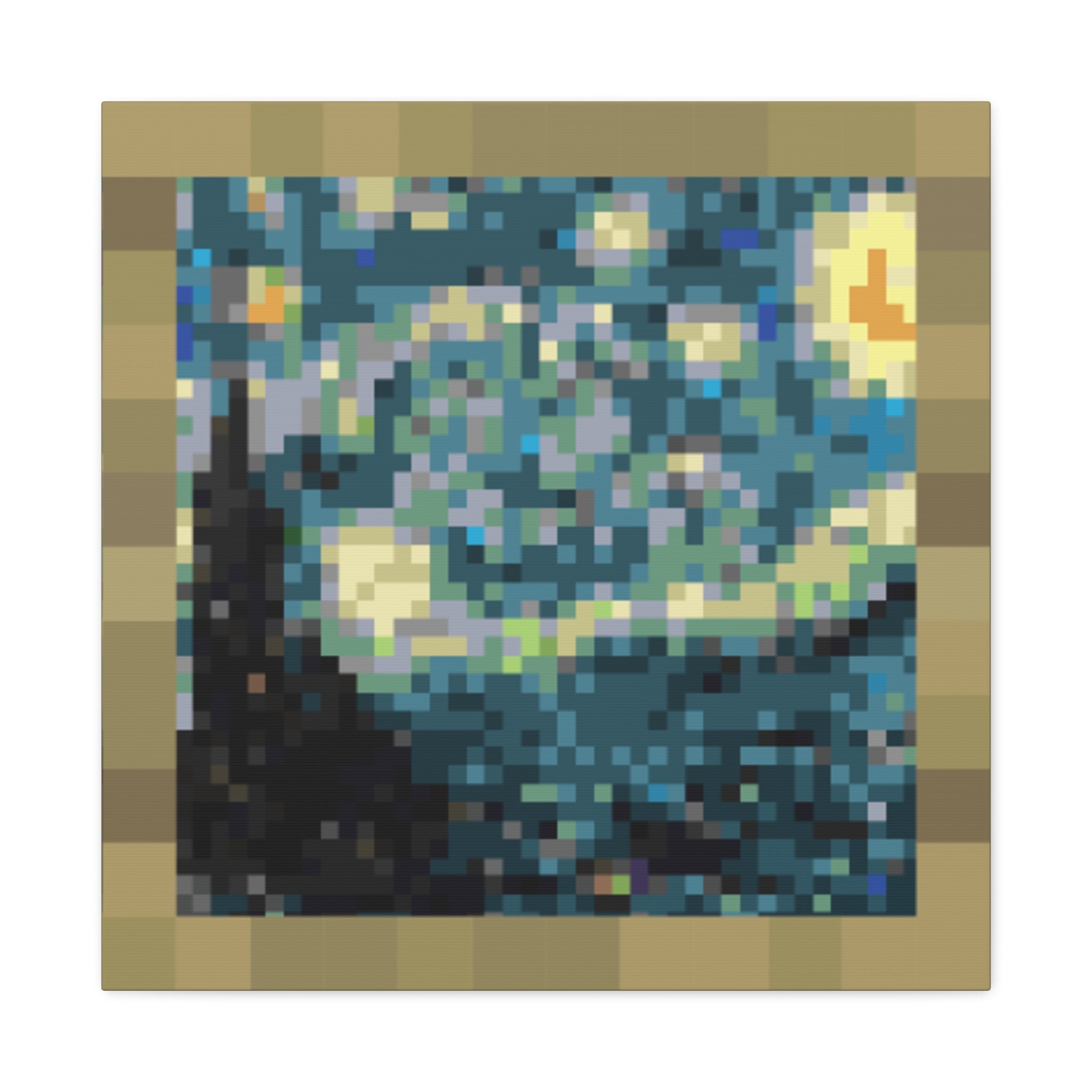 Starry Night Pixel-Style Matte Canvas Print