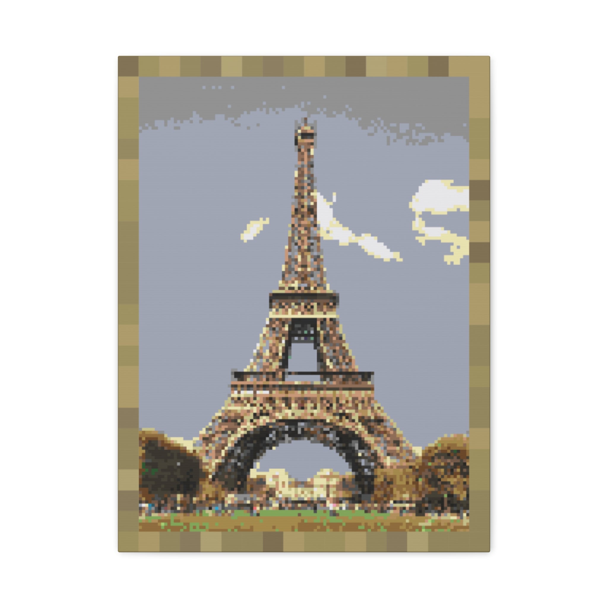 Eiffel Tower Pixel-Style Matte Canvas Print