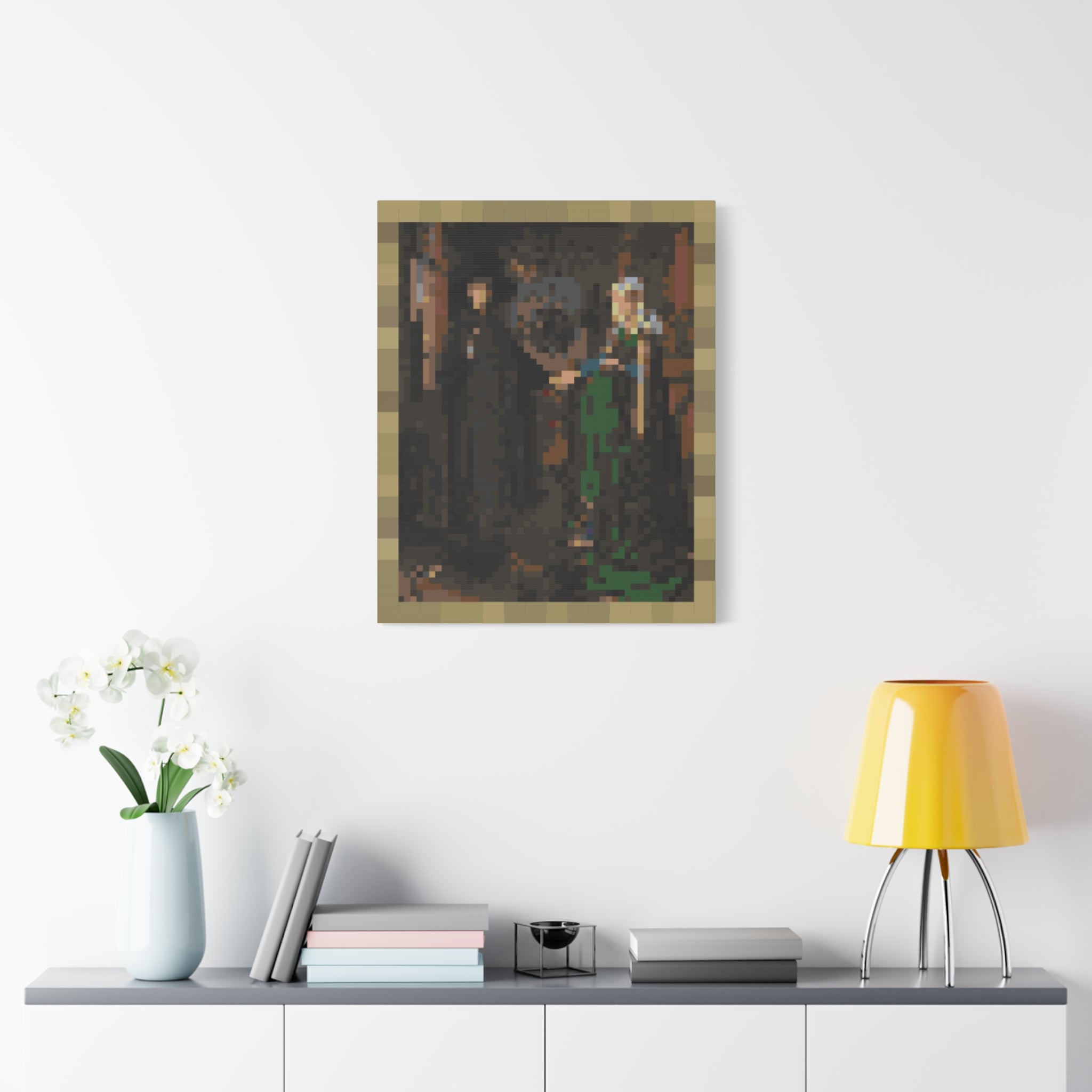 The Arnolfini Portrait Pixel-Style Matte Canvas Print