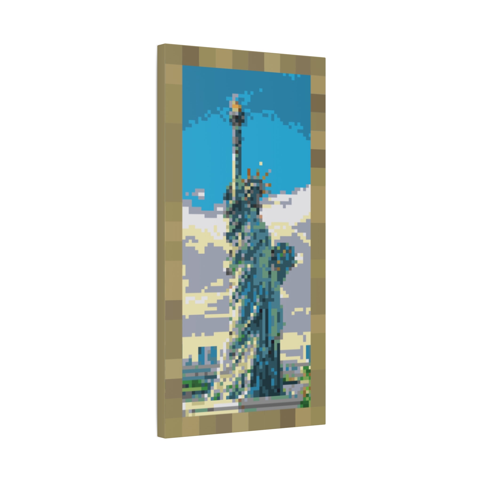 Statue of Liberty Pixel-Style Matte Canvas Print