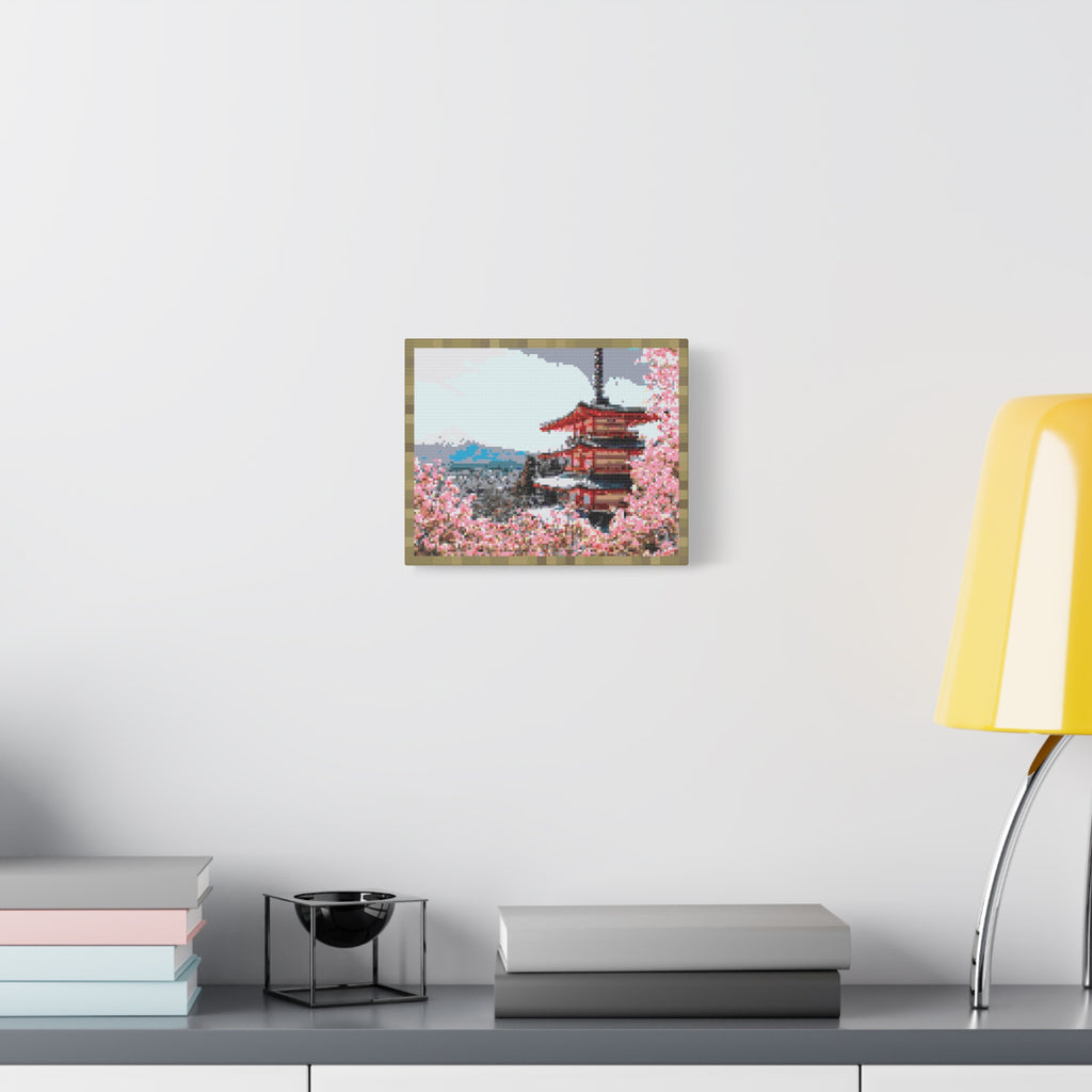 Japanese Cherry Blossom Name Pixel-Style Matte Canvas Print