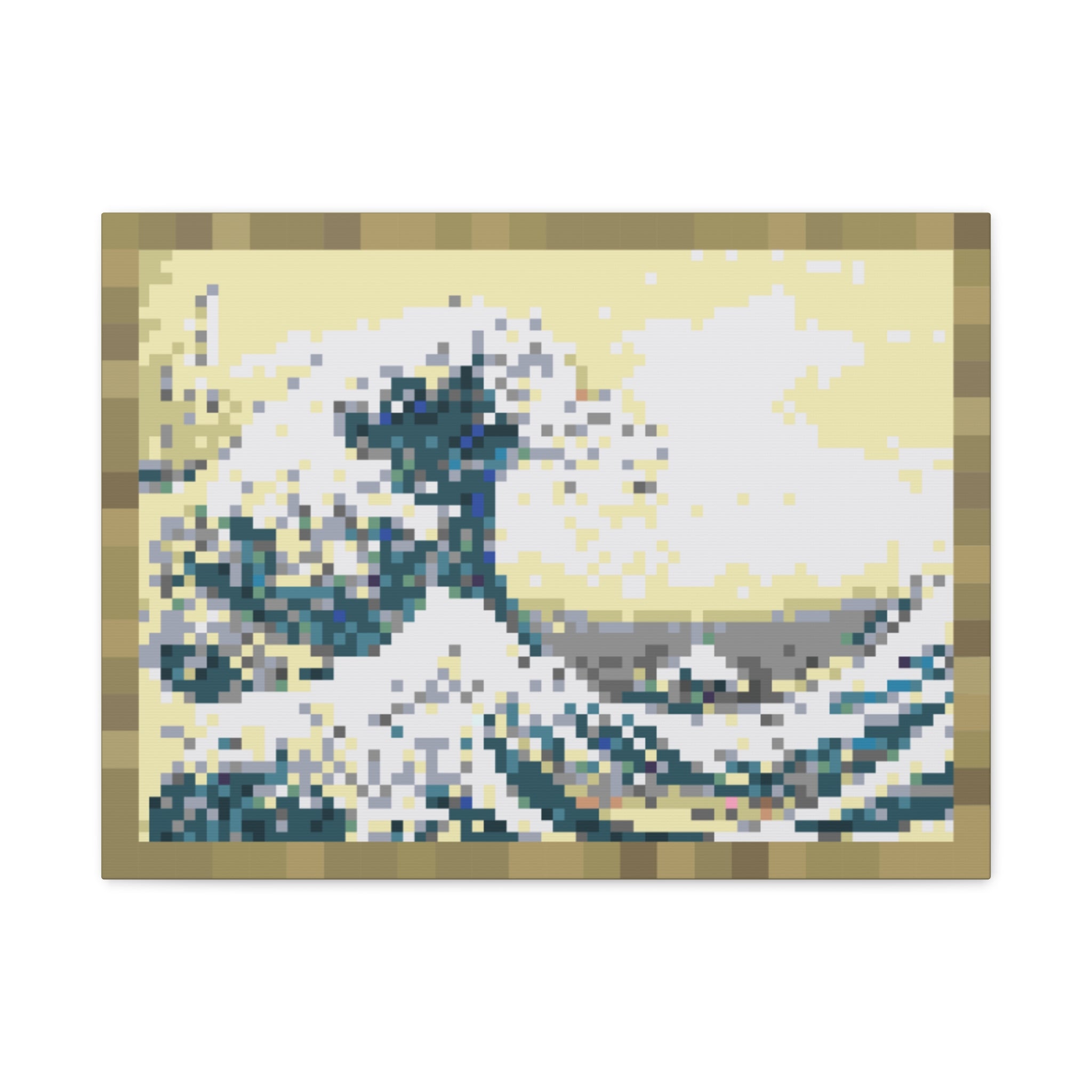 The Great Wave Pixel-Style Matte Canvas Print